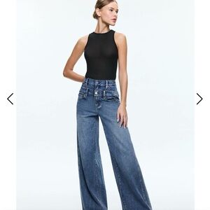 Alice + Olivia Blue Flare Wide-Leg Jeans